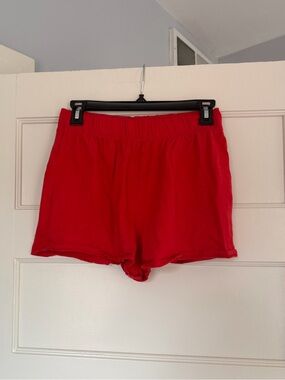 Red 100% Cotton Lounge Shorts